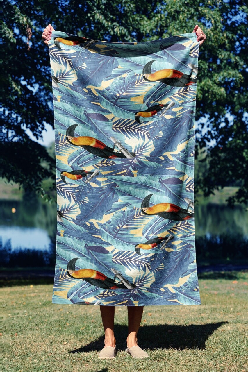 Prosop de plaja, L'essentiel Maison, Tropic 70, 70x130 cm, Multicolor - imagine 6